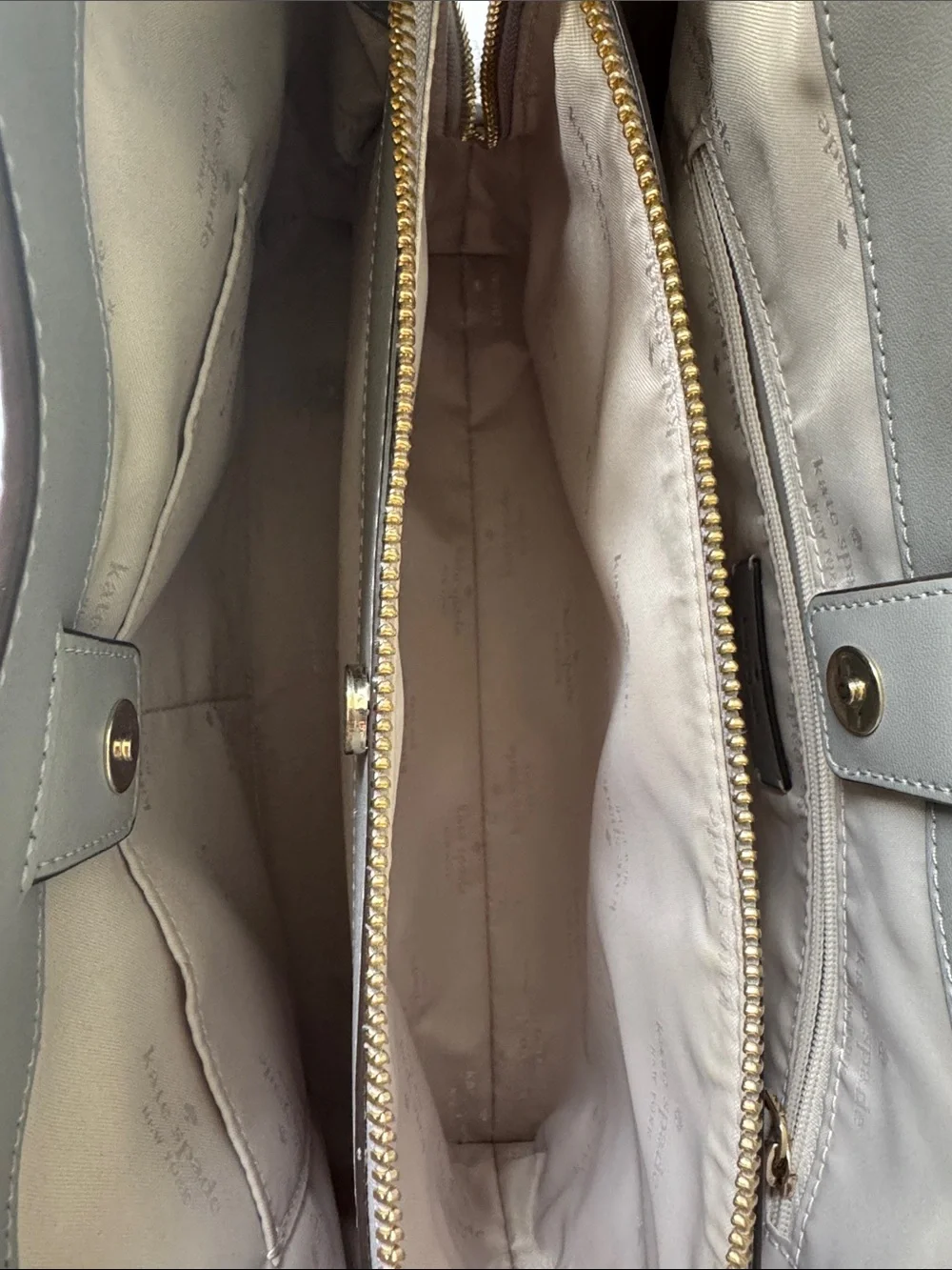 kate spade Two-Tone Gray & Cream Leather Shoulder Bag
